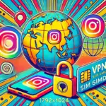 中国でインスタグラムの利用が規制されている状況を示すイラスト。地球上の中国にロックアイコンがあり、VPNとSIMカードを使ったアクセスの方法が示されている。