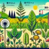 北海道の庭や畑に生息する代表的な雑草をポップなイラストで描いた画像